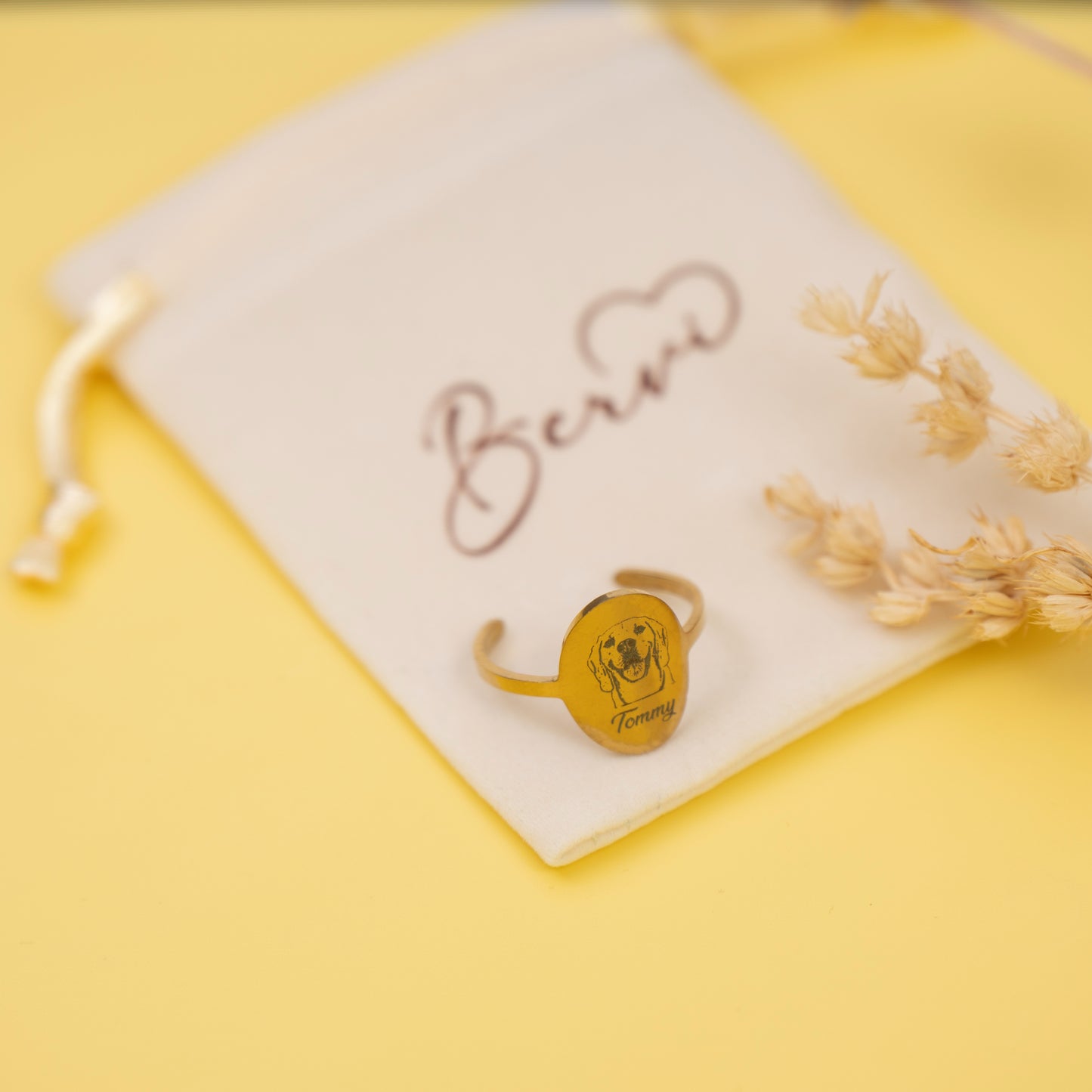 Anillo Con Foto y Nombre Ajustable