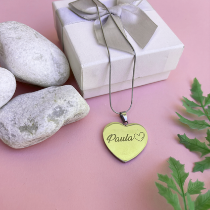Collar Corazón Con Dedicatoria Para Hija Con Nombre Personalizado