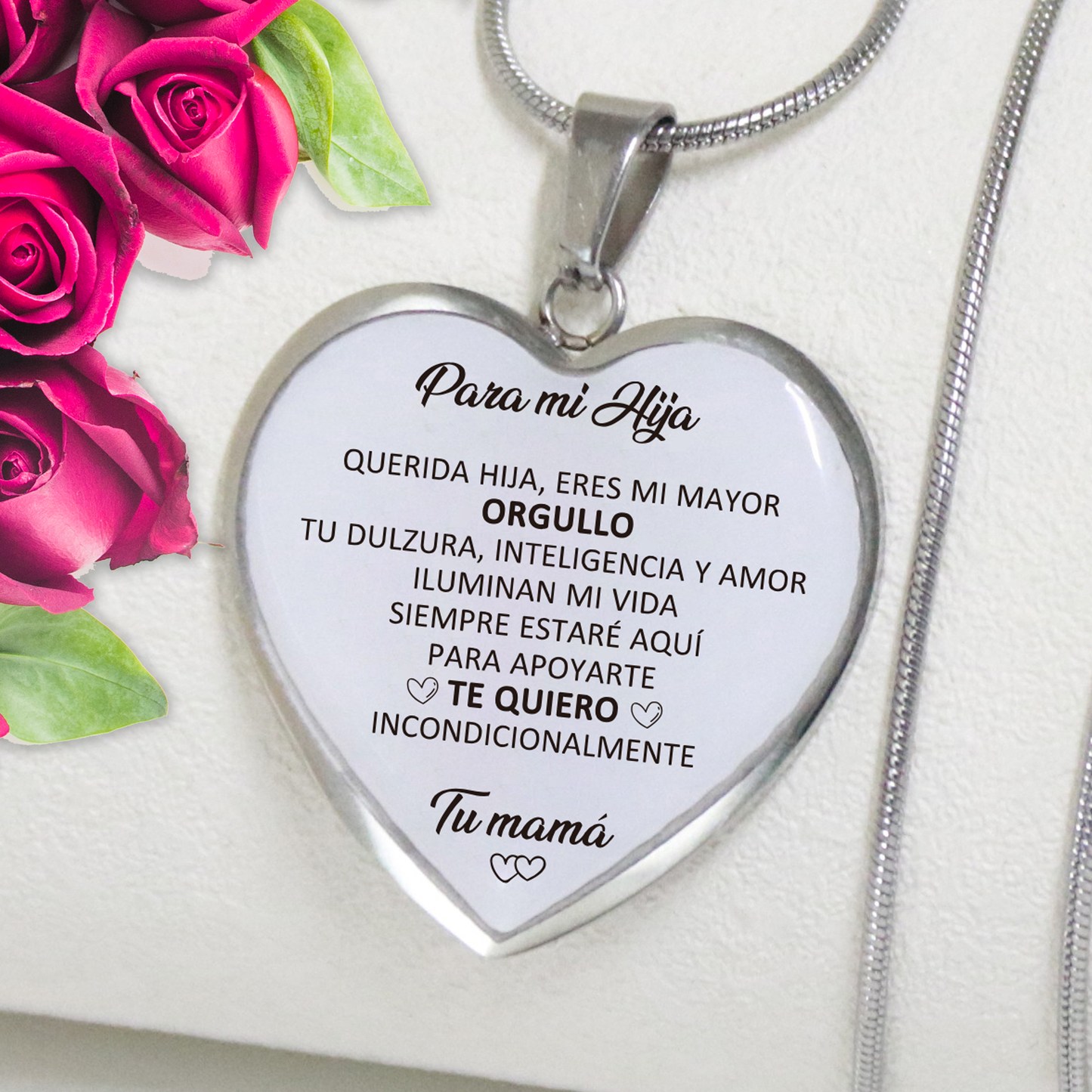 Collar Corazón Con Dedicatoria Para Hija Con Nombre Personalizado