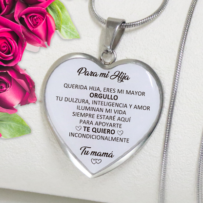 Collar Corazón Con Dedicatoria Para Hija Con Nombre Personalizado