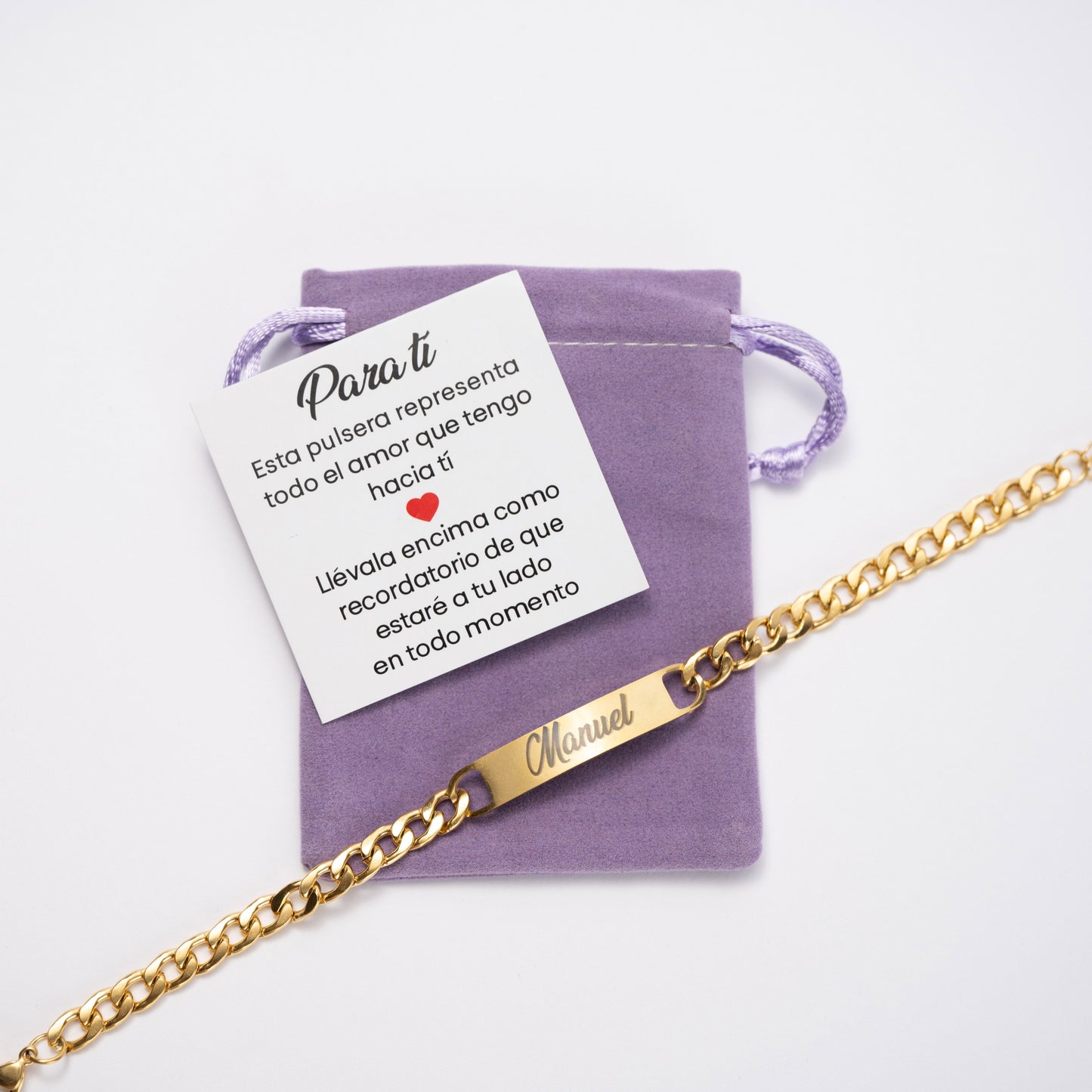 Pulsera Personalizada Con Dedicatoria Color Oro